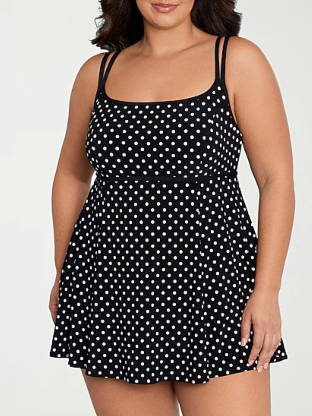 Sonnet Shores Black and White Polka Dot Swim Dress 16W